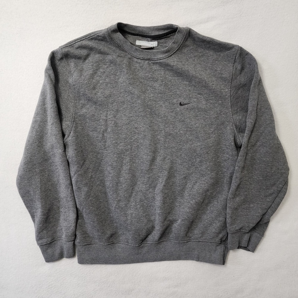 Vintage Y2k Nike Sweatshirt Mens Medium Gray Swoosh Pullover Crewneck Skater